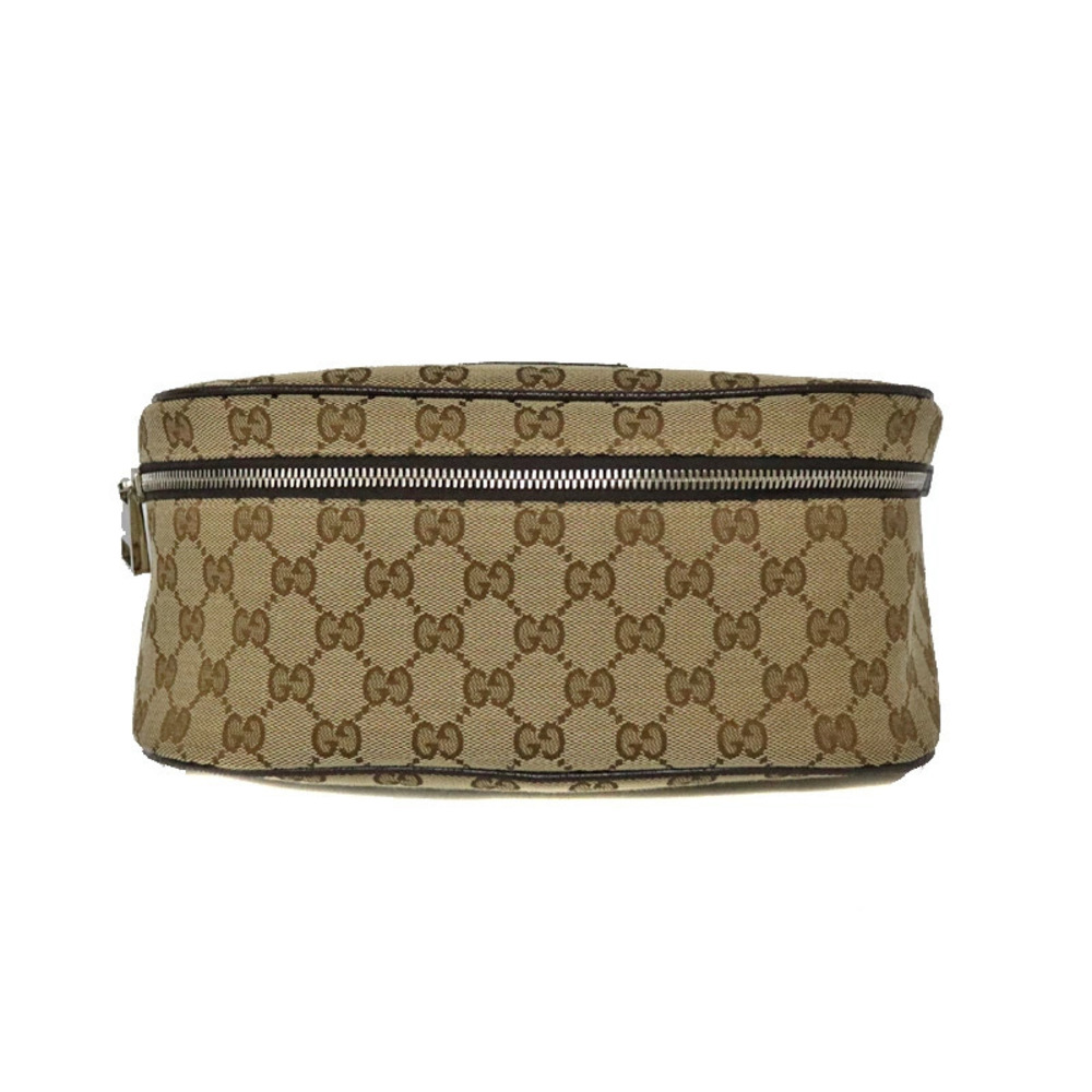GUCCI Waist Bag Body GG Canvas Leather Brown